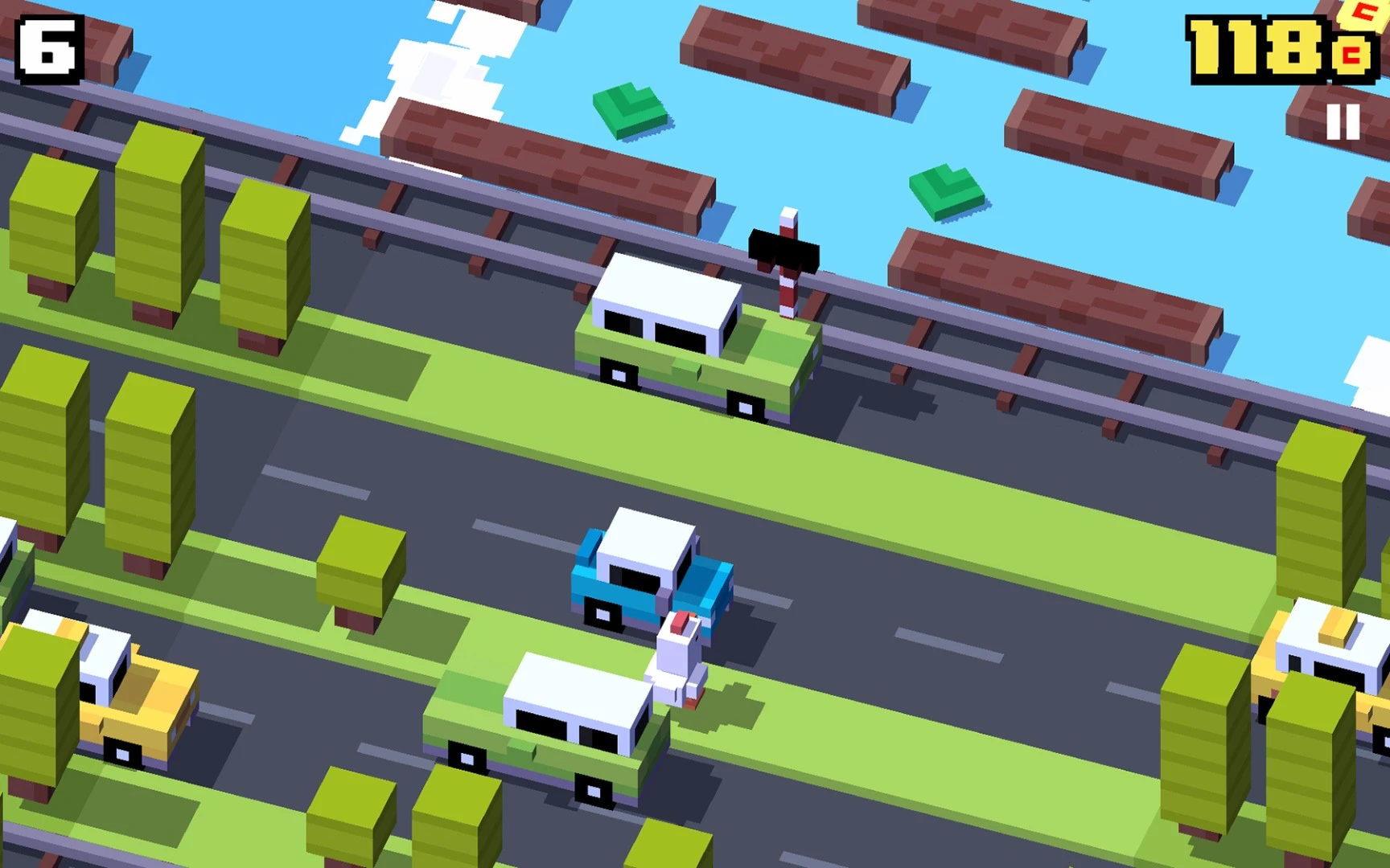 Crossy Road tasks you with getting to the other side
