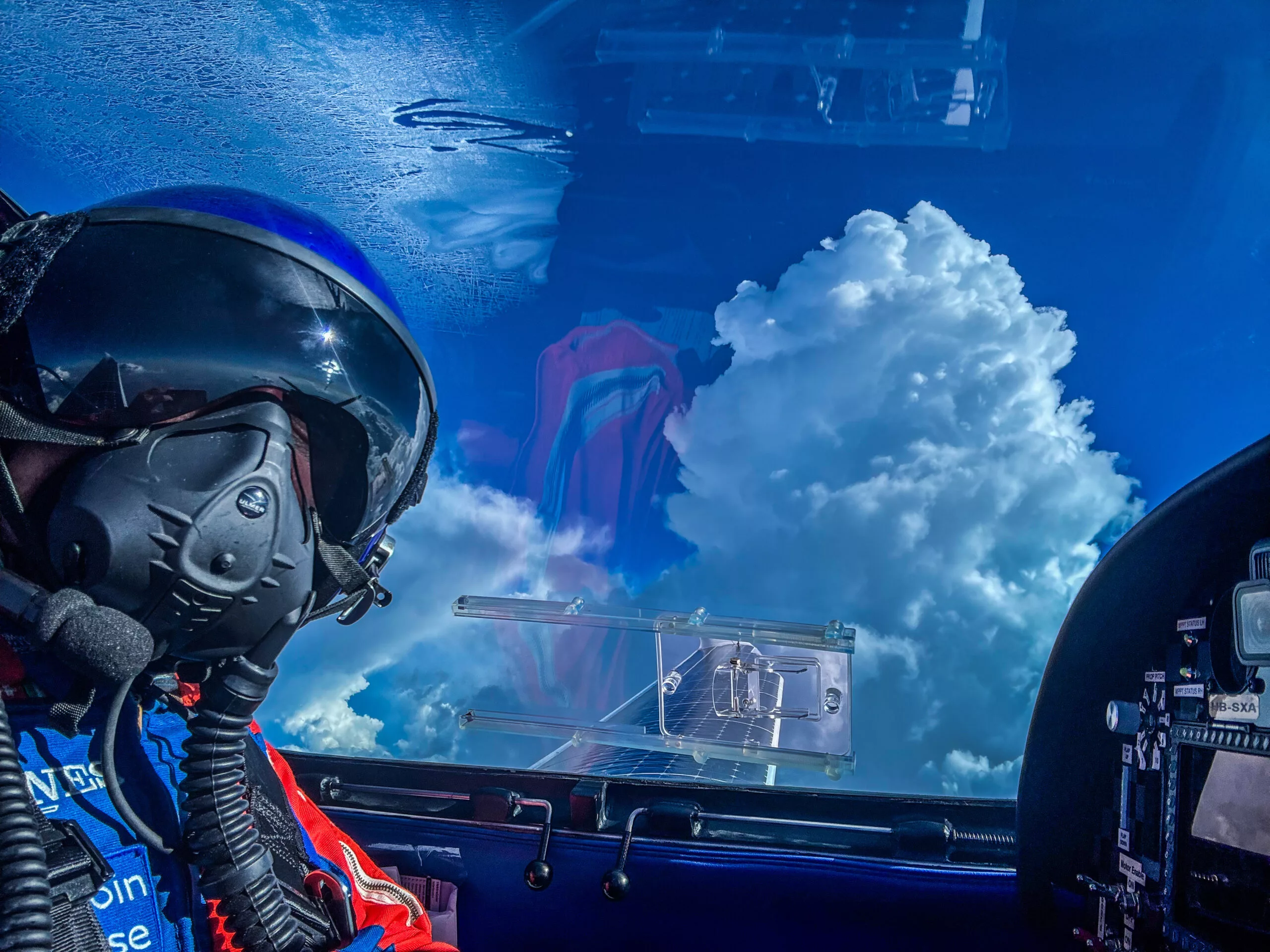 The pilot had to wear a pressure suit due to the altitude