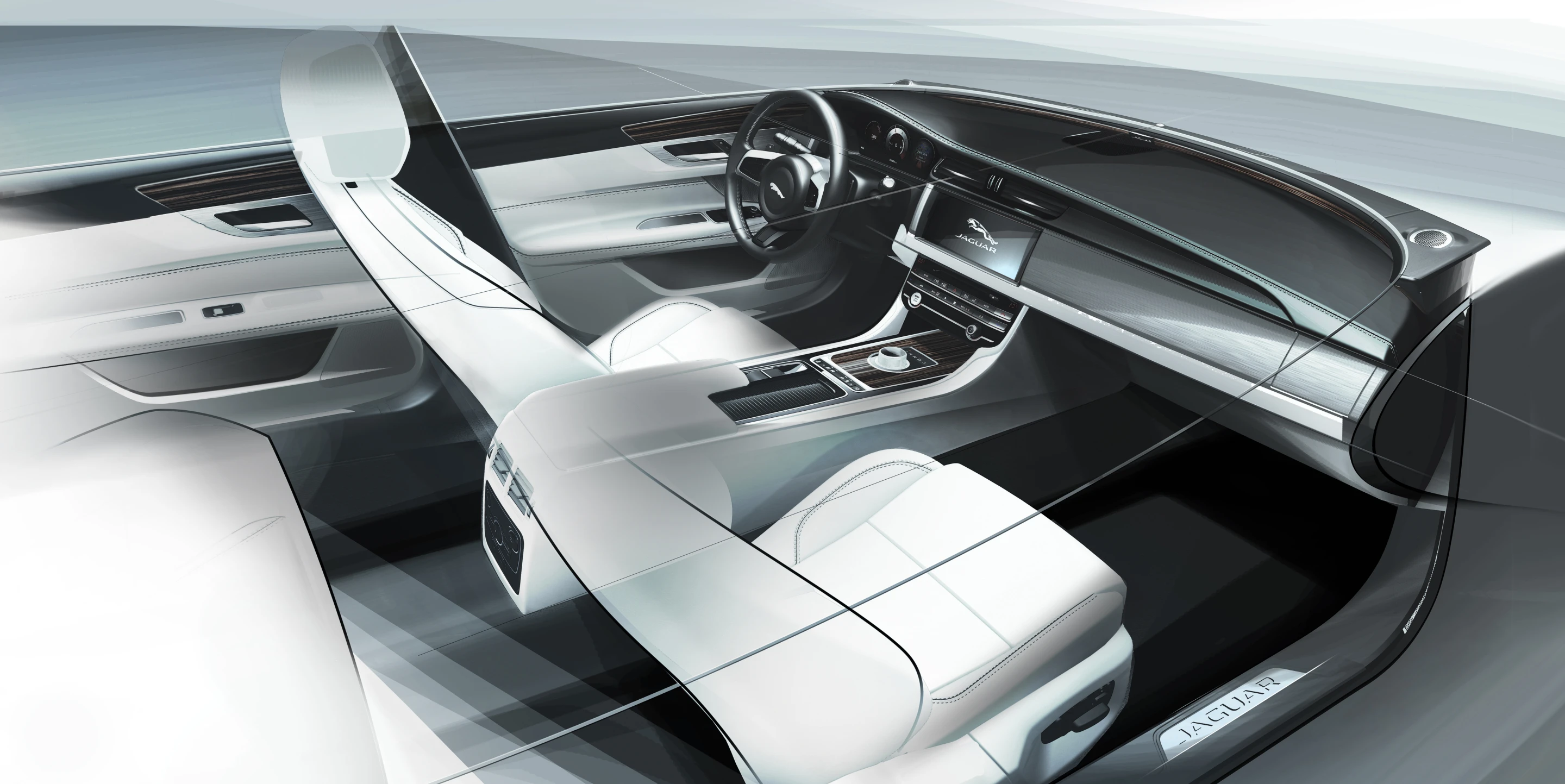 The 2016 Jaguar XF interior view