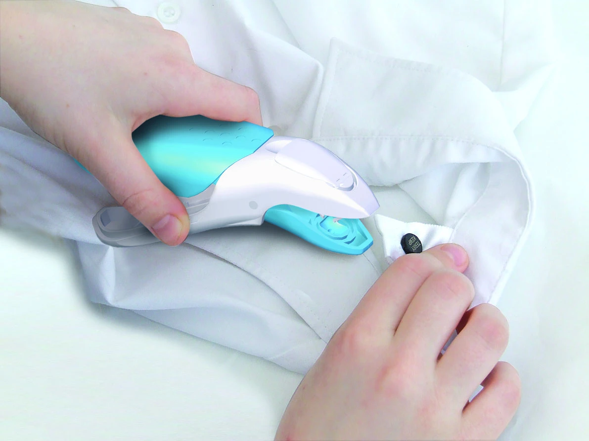 The Attach-a-tag can label clothes in seconds.