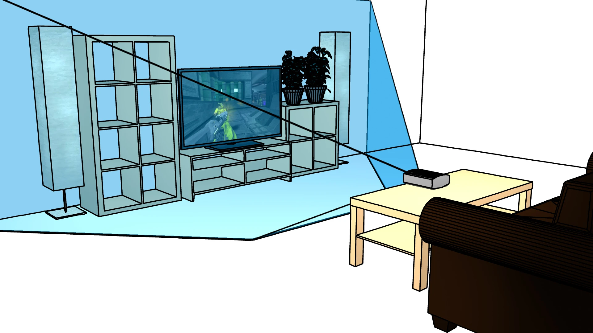 The developers hope to create a version of IllumiRoom that sits on a coffee table between the player and the television