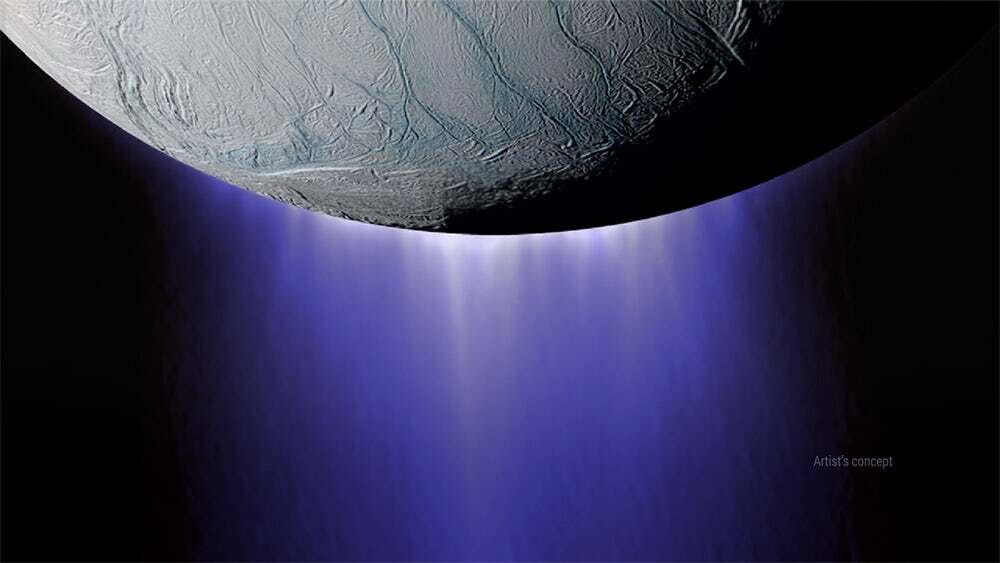 An artist's concept of the plumes at Enceladus' south pole