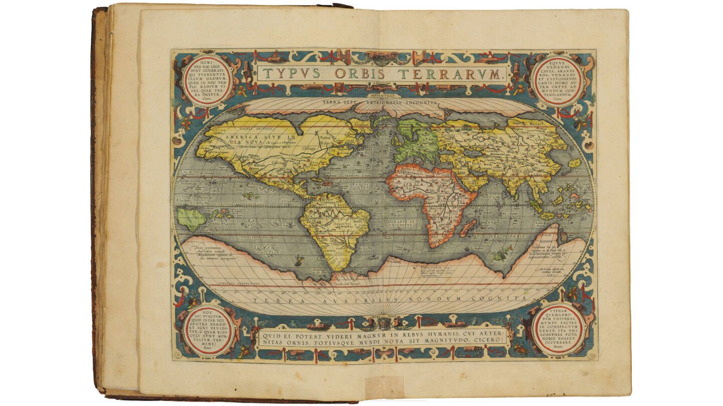 Theatrum orbis terrarum by Abraham Ortelius (1595) | Auction Description | Estimate: 63,300 - 101,280 | Auction Date: July 10, 2019