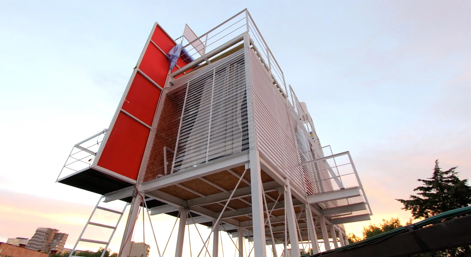 People can only enter and exit through a door concealed on the front of the billboard, though a small balcony does protrude from the back
