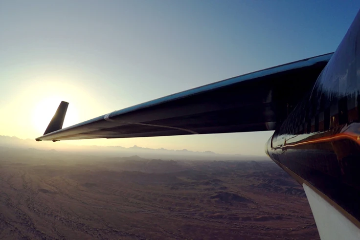 The solar-powered drone has a wingspan of 42 m (138 ft), greater than that of a Boeing 737