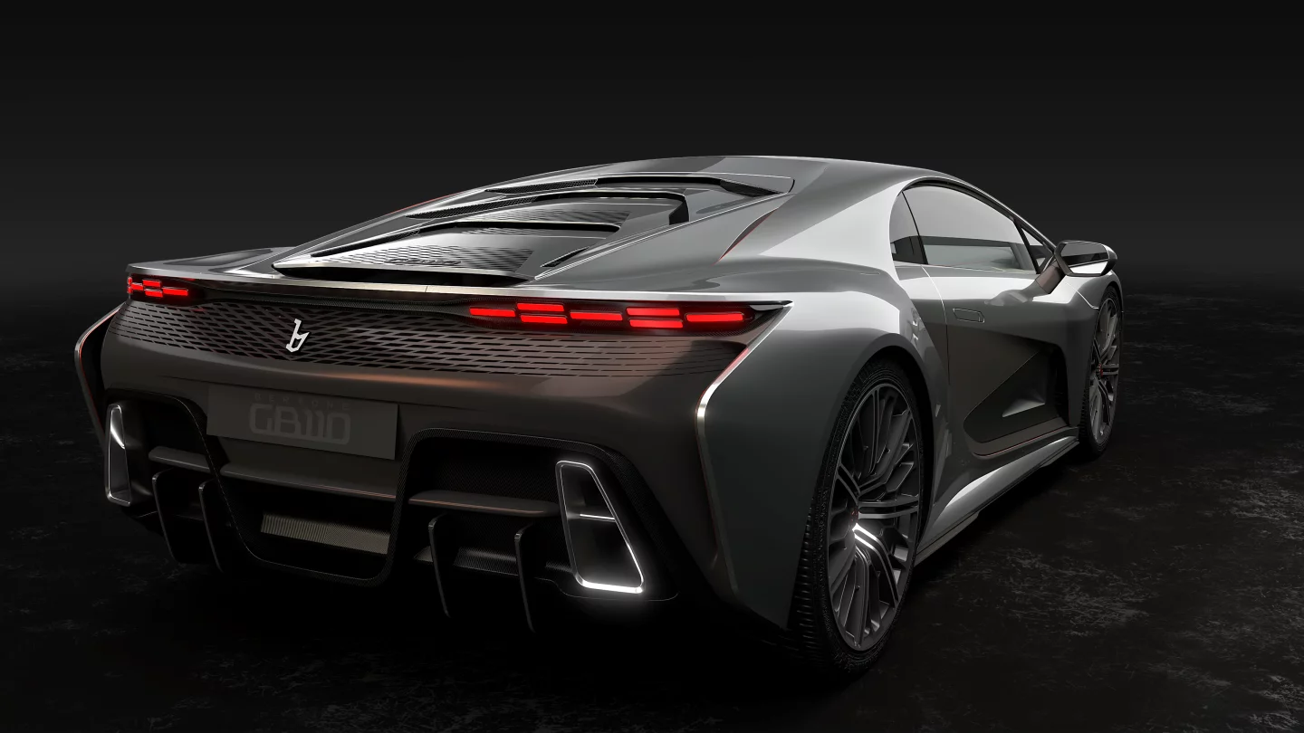Bertone says the wide rear-end is meant to leave an impression with those watching the GB110 drive by