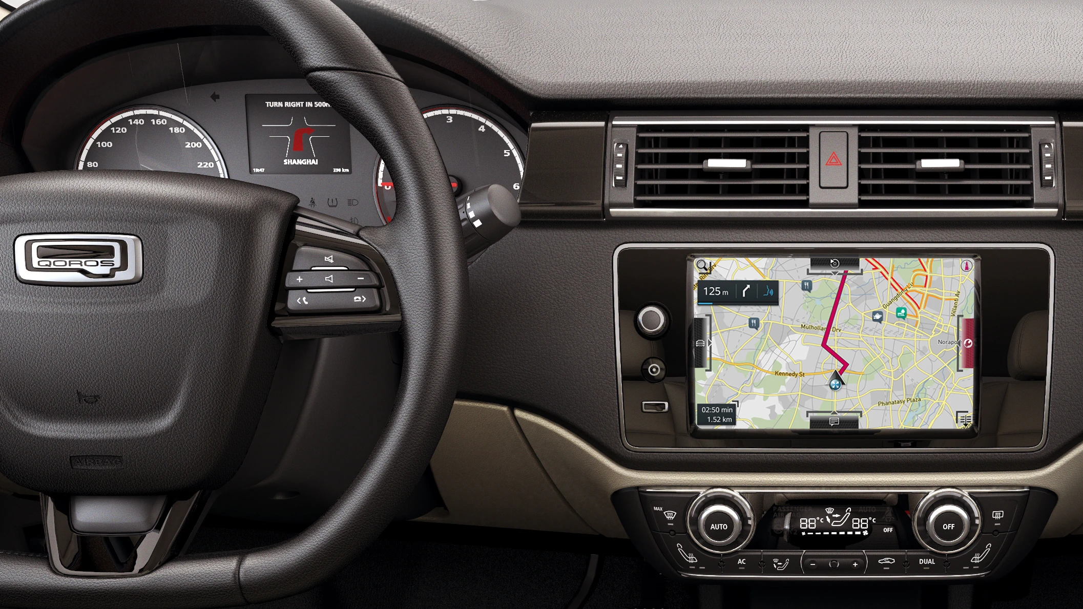 Qoros' connectivity is based on the Microsoft Windows Azure cloud platform.