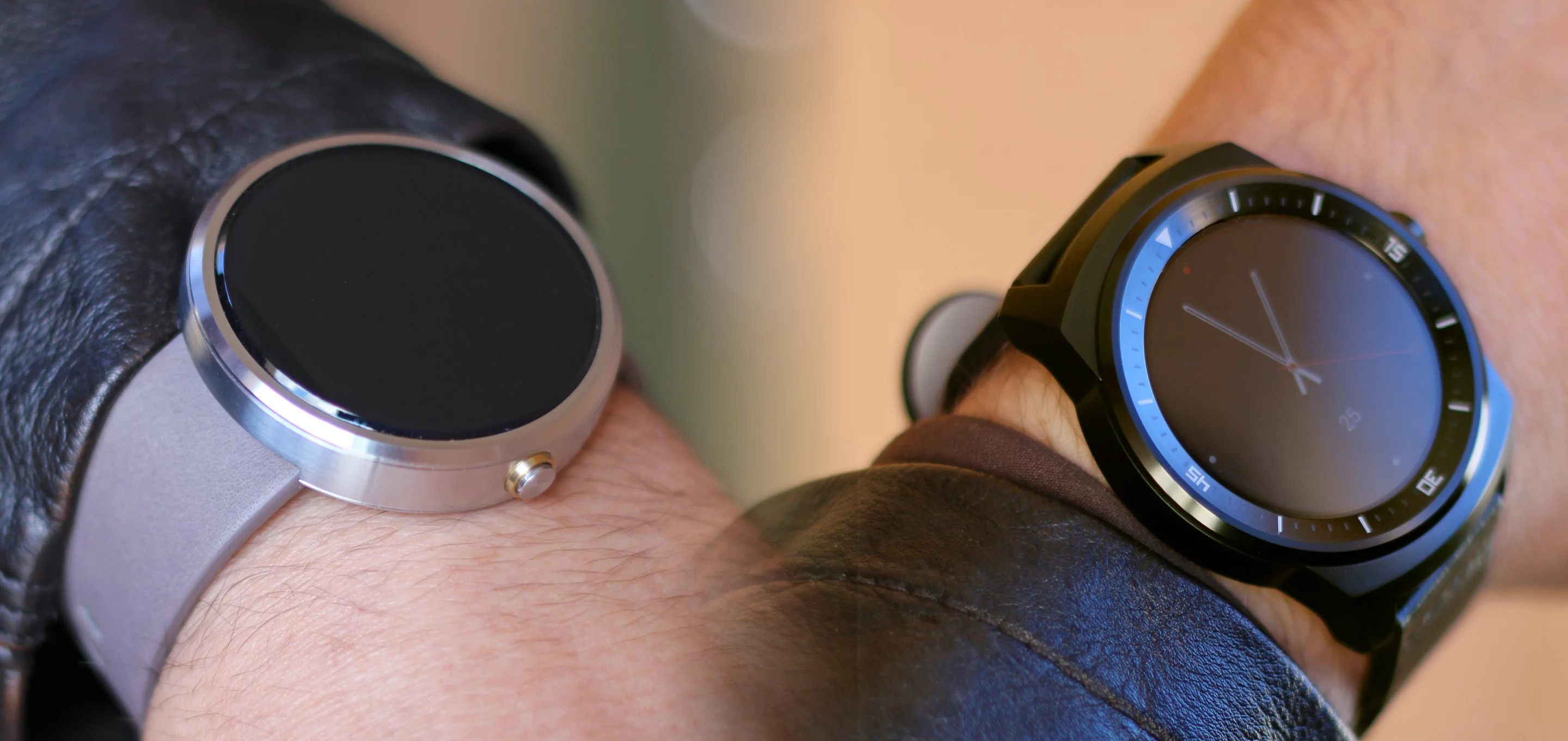 Moto 360 and LG G Watch R (Photo: Will Shanklin/Gizmag.com)