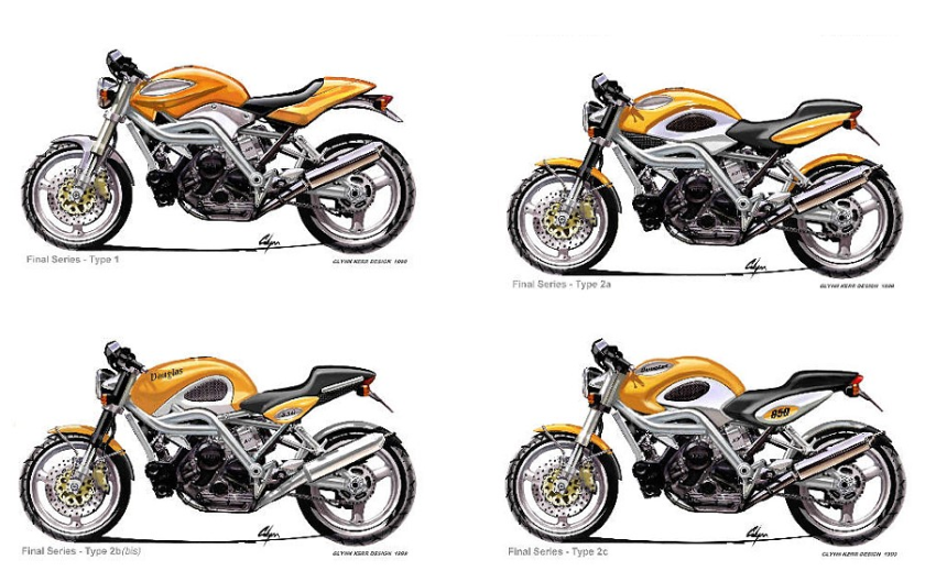 Glynn Kerr's styling sketches of the original Midual/Douglas from 1999, courtesy of Kerr's facebook page.