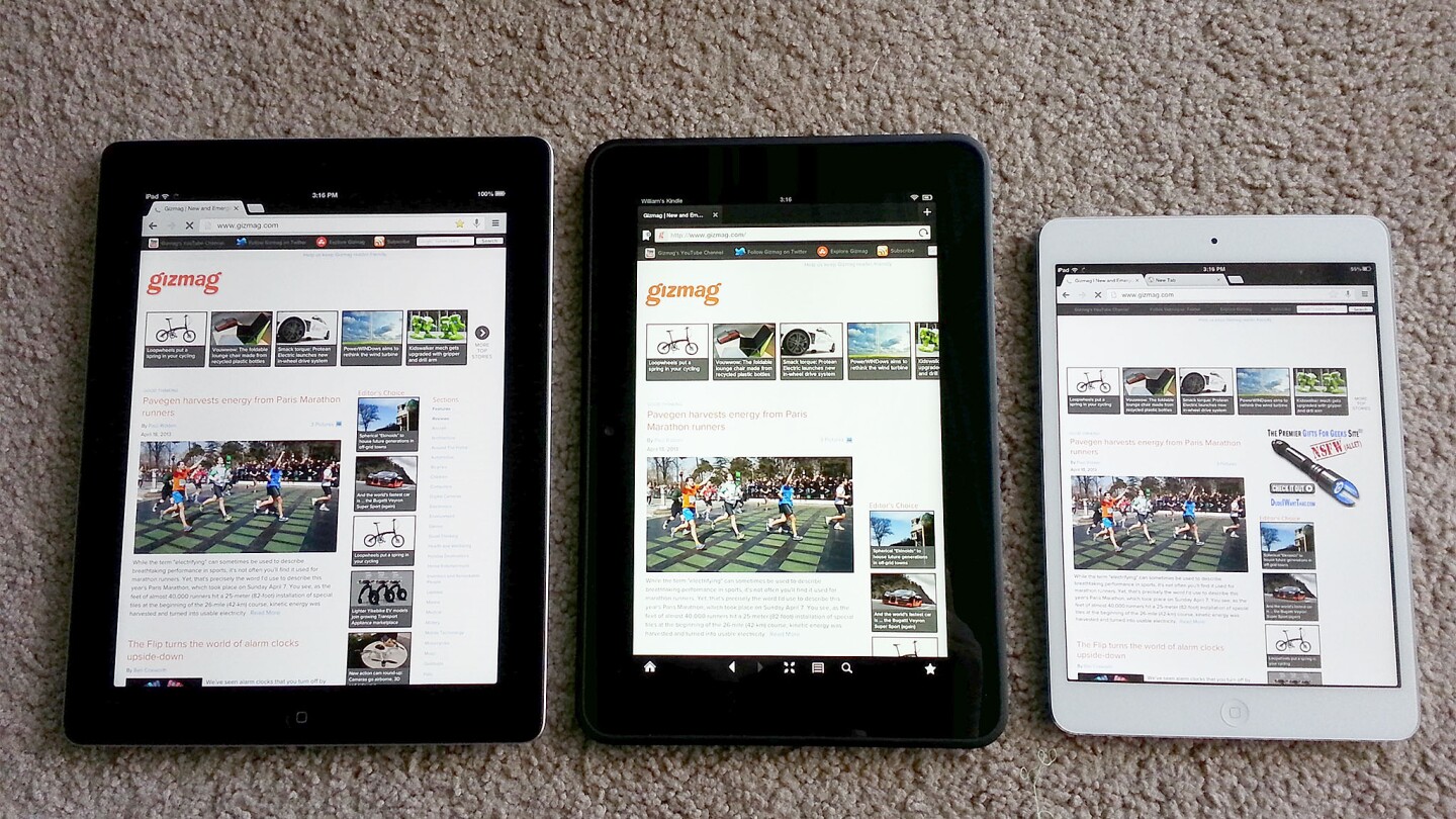 The Fire 8.9 is almost the same height as the iPad 4, and much taller than the iPad mini