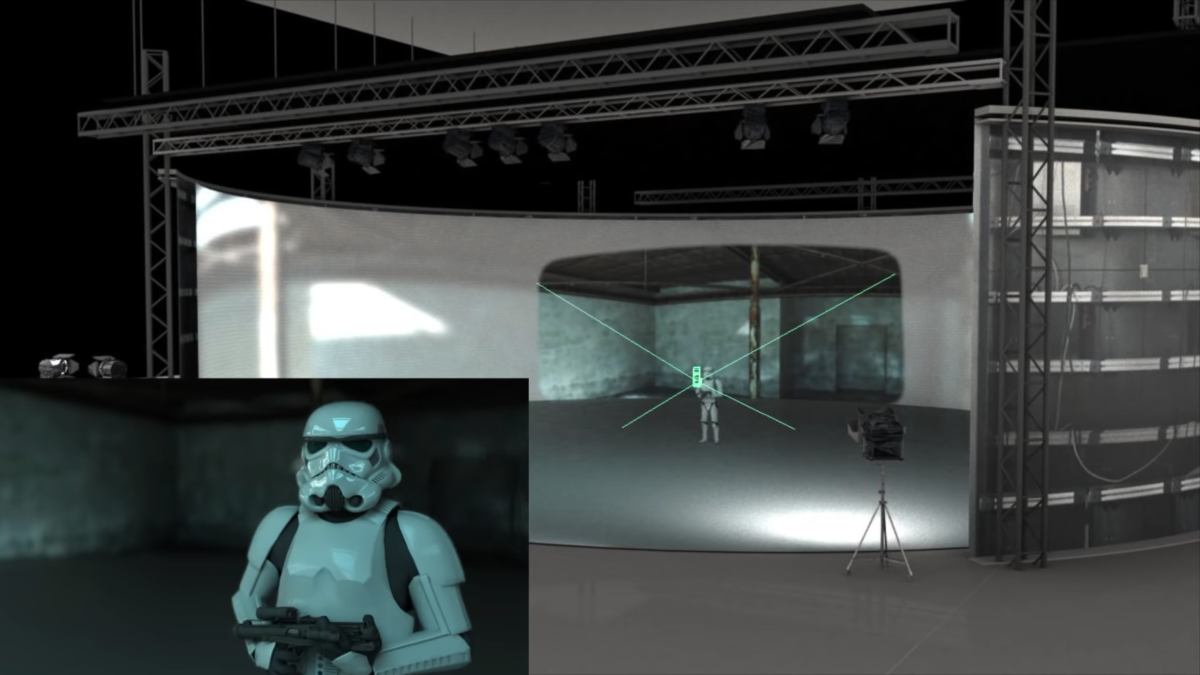 While shooting, the LED backgrounds generate 3D views that respond to the position of the camera