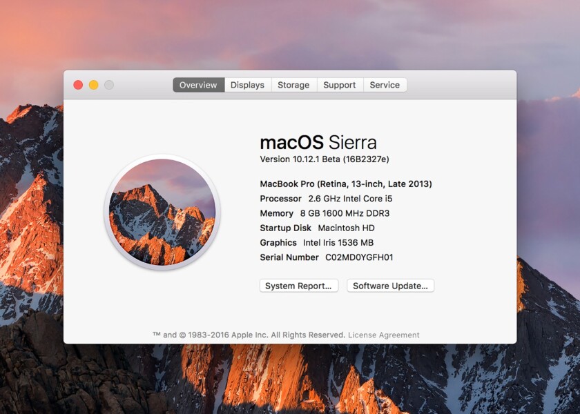 We've been running beta versions of Sierra since June