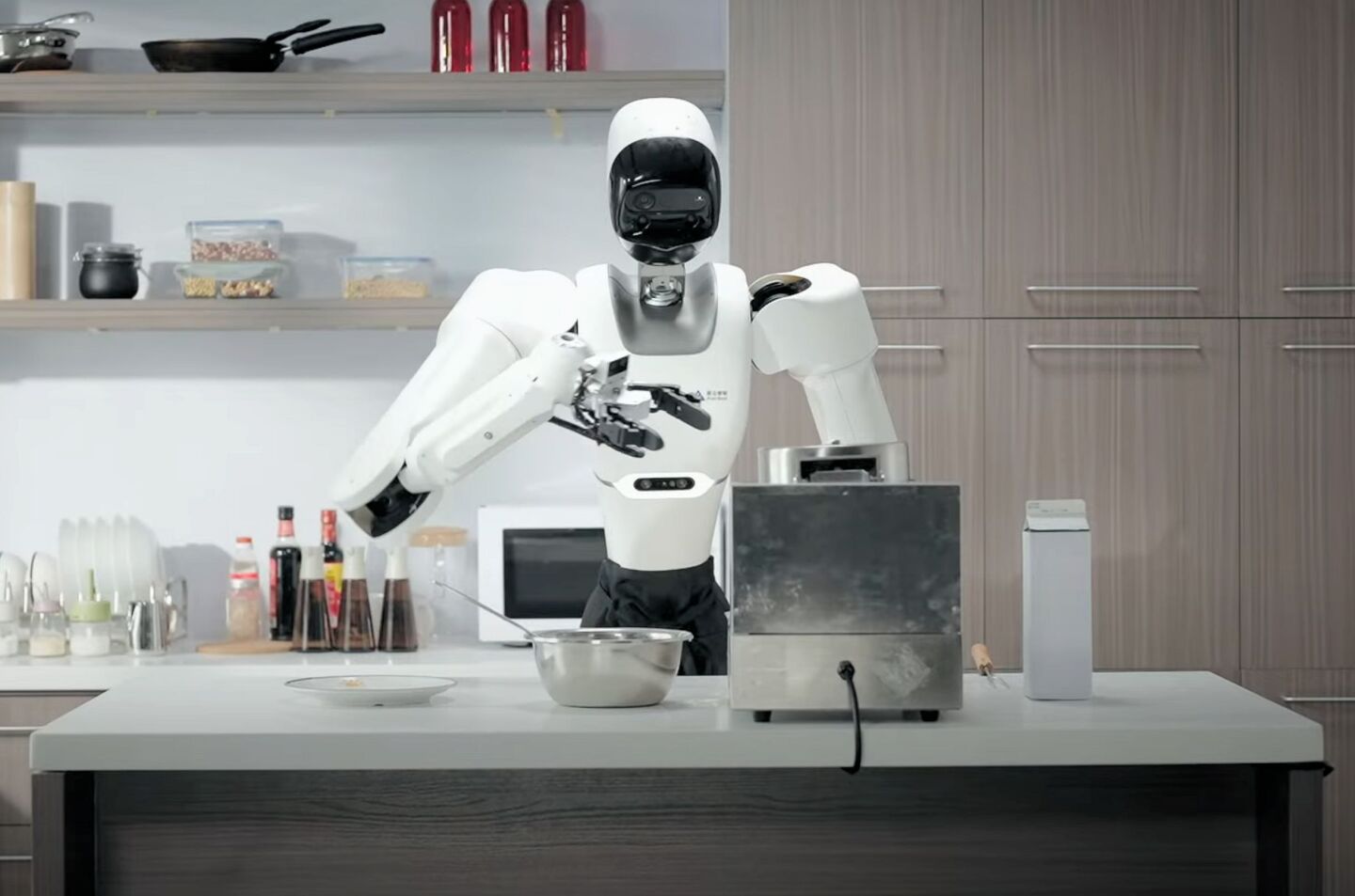 The Astribot S1 shows itself to be adept at waffling in the kitchen