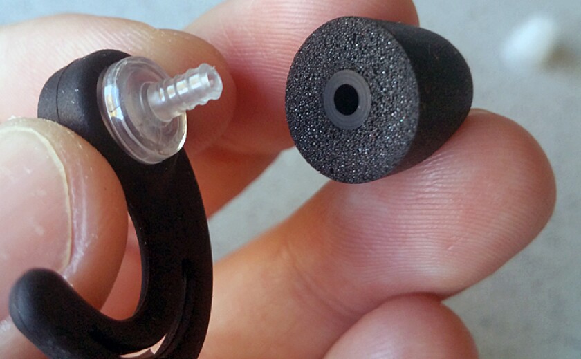 The ProSounds X-Pro ear plugs have ridged "stems" that the tips attach to