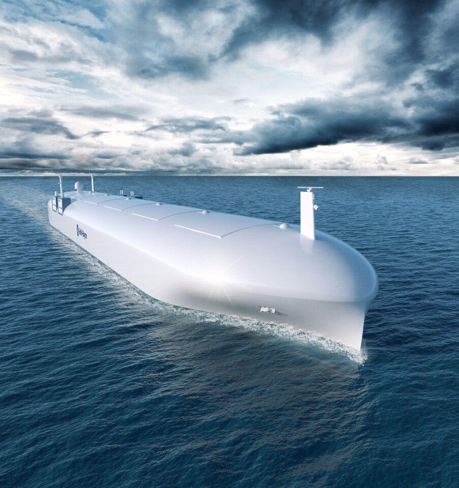Artist's concept of a robotic ship showing a streamlined structure
