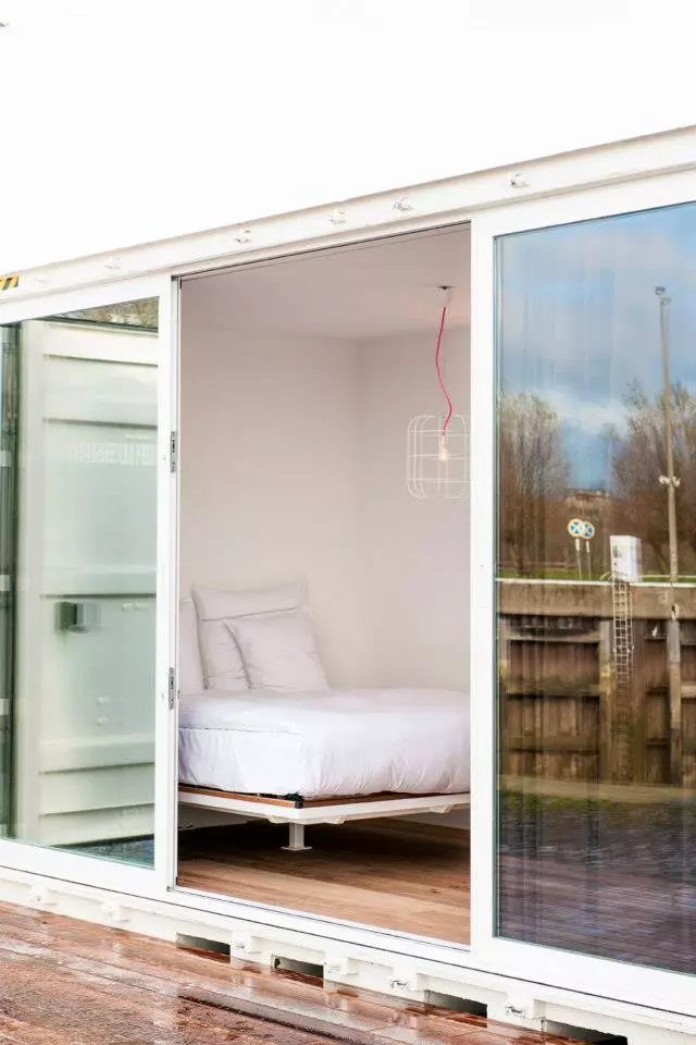 Sleeping Around is a portable hotel comprised of shipping containers that's small enough to be placed in almost any location within a few hours