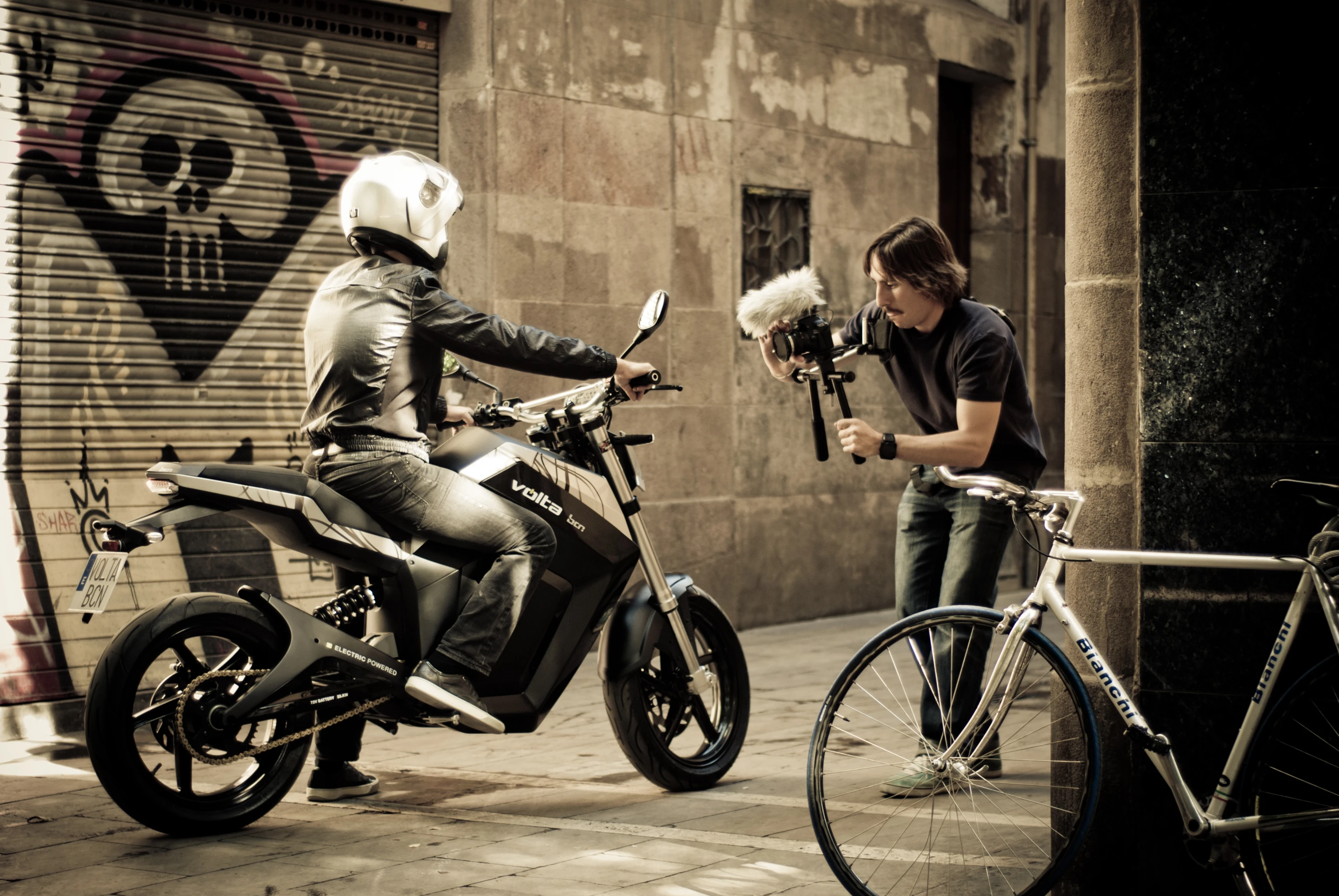 The Volta BCN out on the road for the video shoot