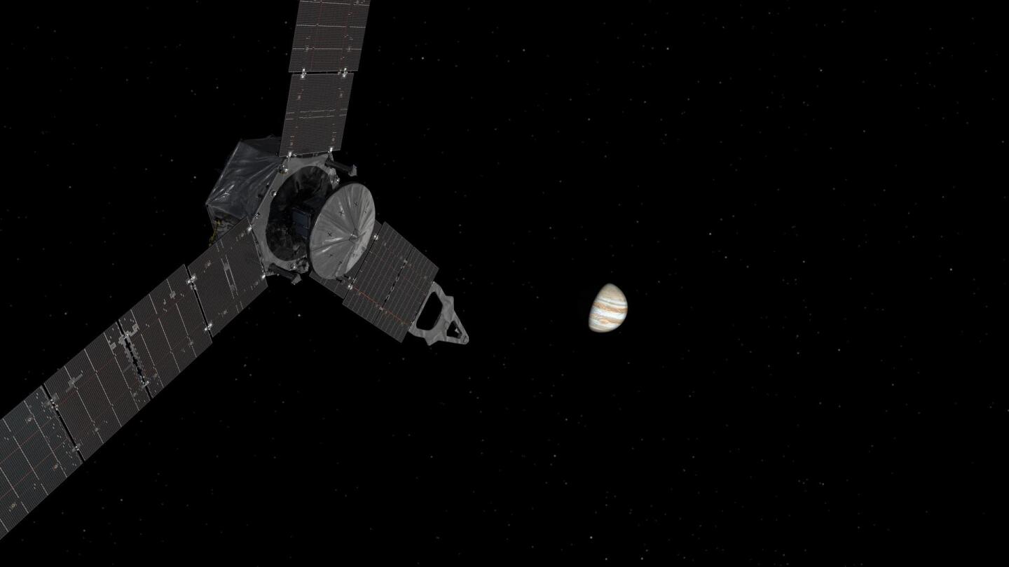 Artist's concept of Juno approaching Jupiter