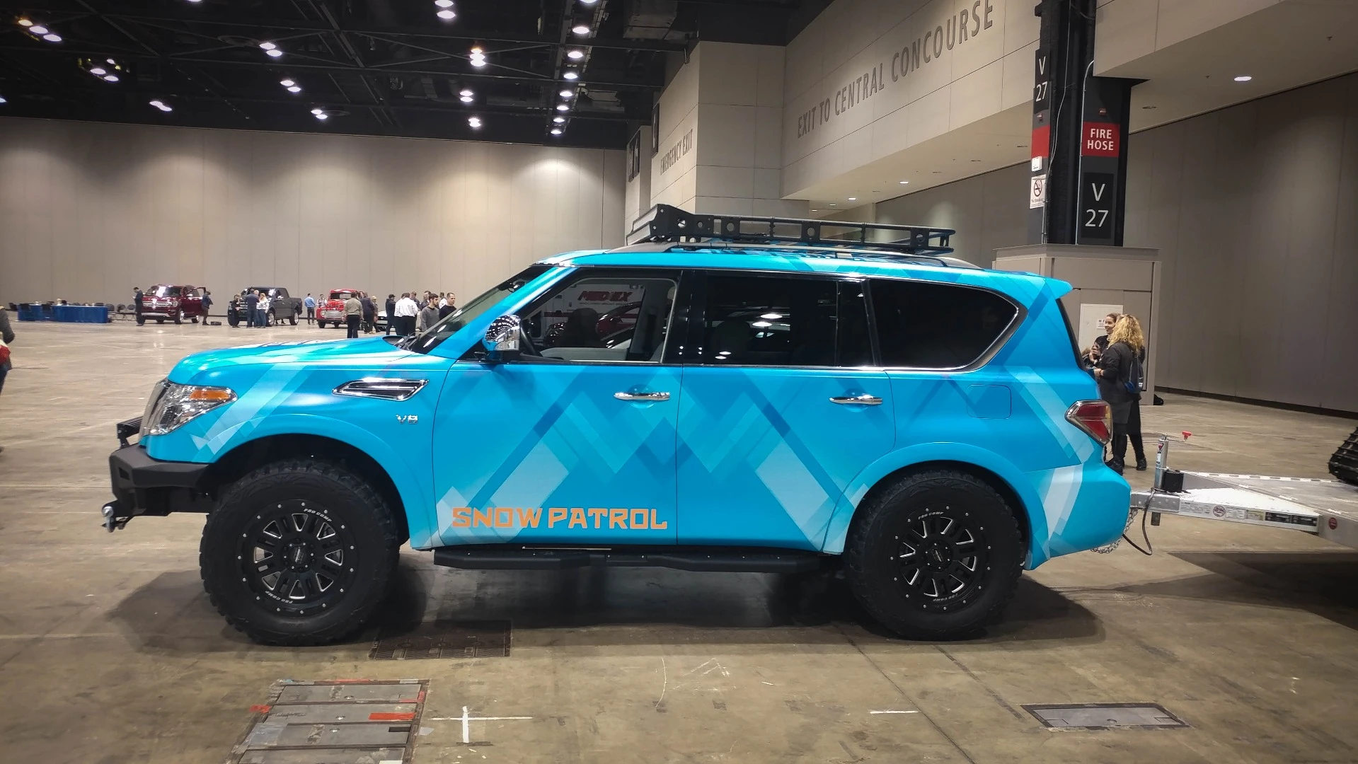 Unveiled for the Chicago Auto Show, the Nissan Armada Snow Patrol project vehicle features suspension lifts and a body wrap, among other things