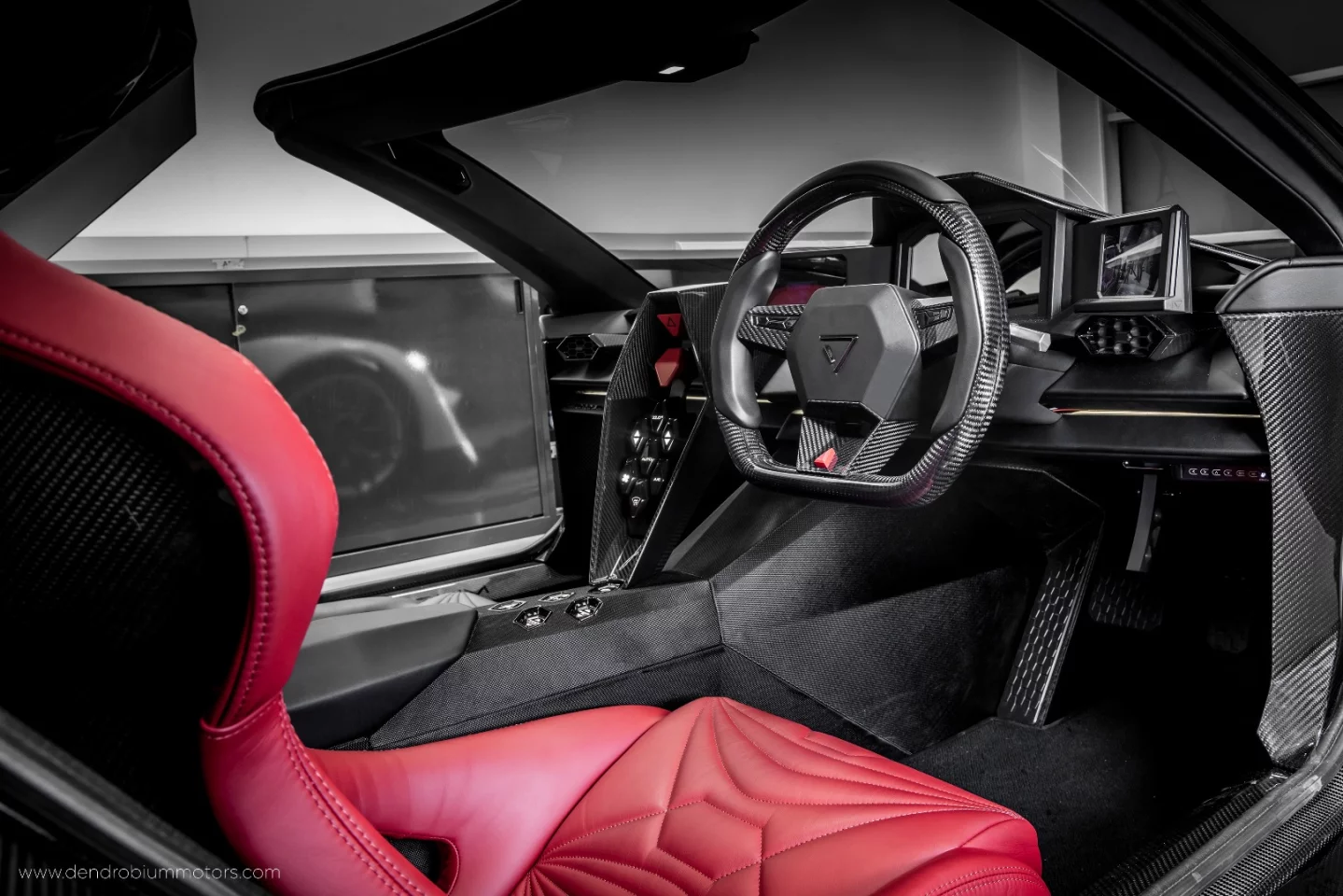 The Dendrobium, by Vanda Electrics: brutal interior is all carbon with a few leather touches