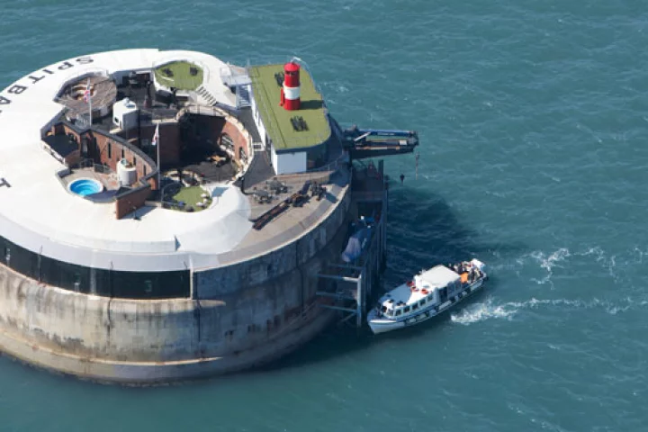 Located one mile out to sea from Portsmouth Harbor, UK, the 134 year old Spitbank Fort has been transformed into a luxury hotel