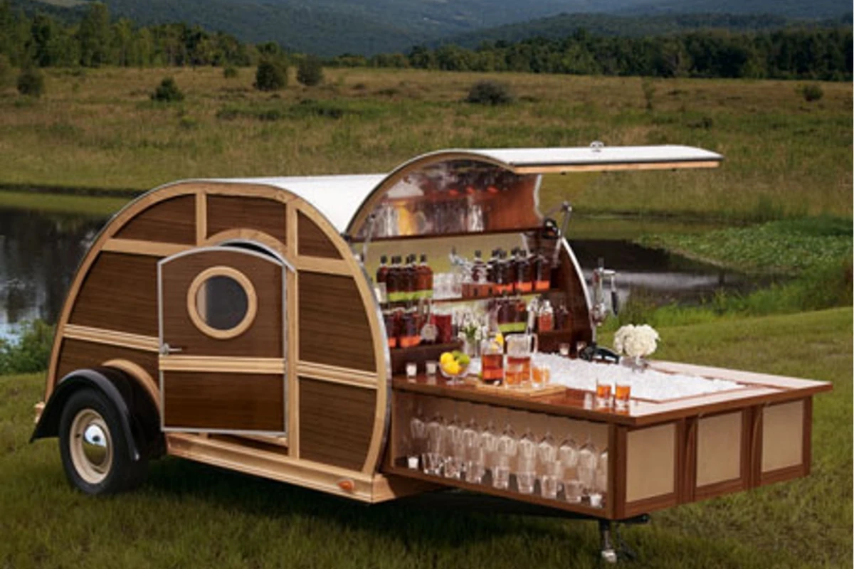 The Bulleit Frontier Whiskey Woody-Tailgate Trailer adds a touch of class to any tailgate party