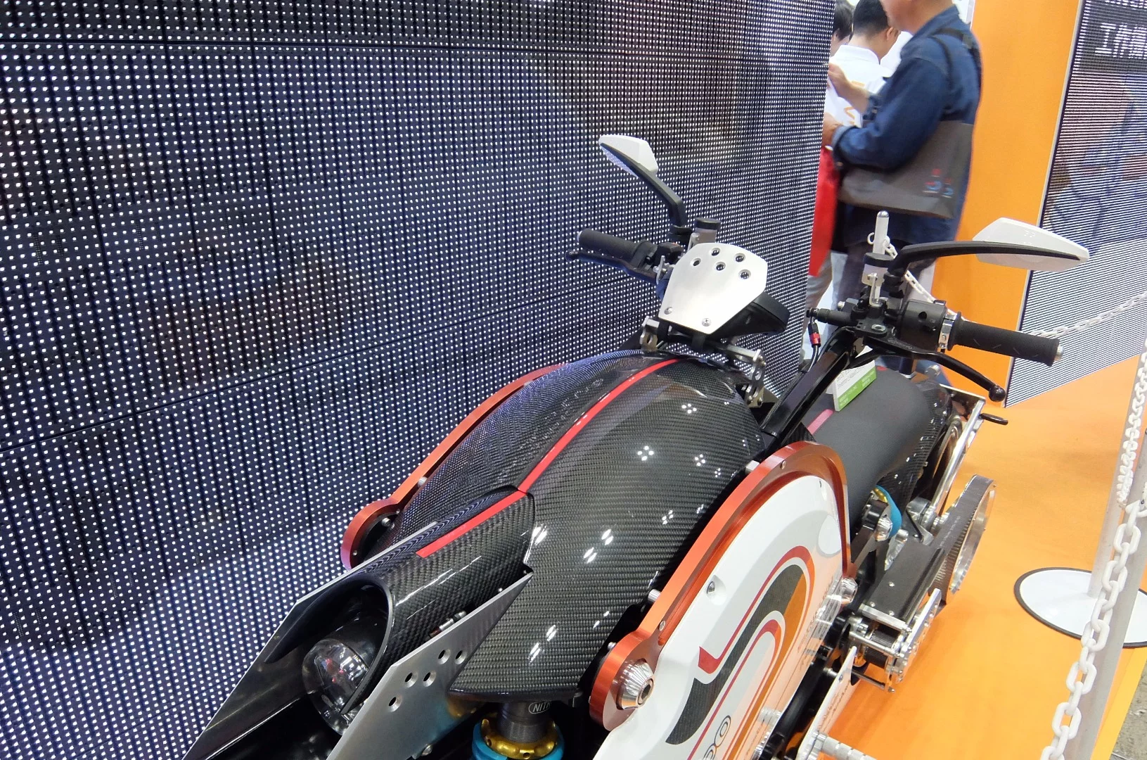 A close up view of the rider controls