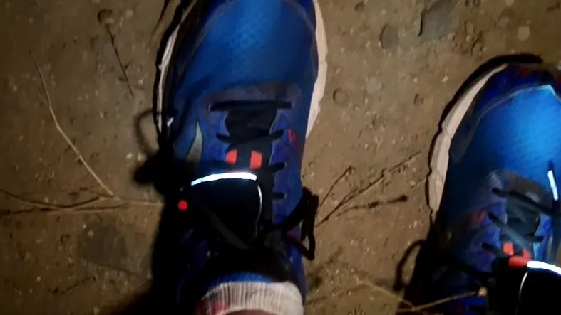 The lights are secured by shoelaces