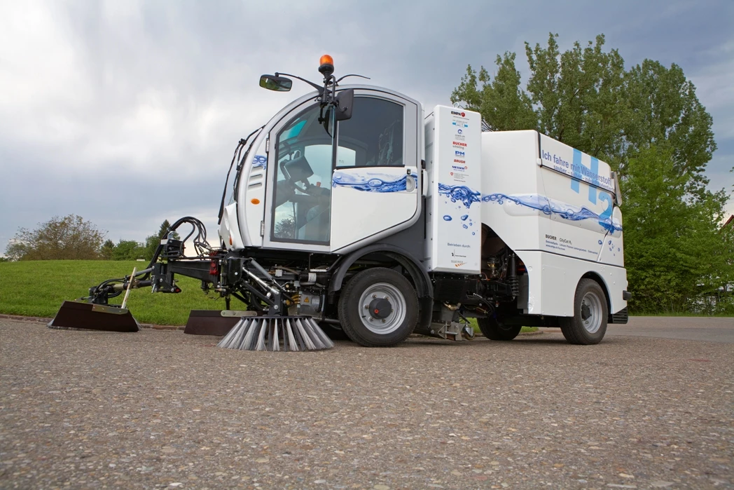 The hydrogen-powered CityCat H2 street sweeping vehicle