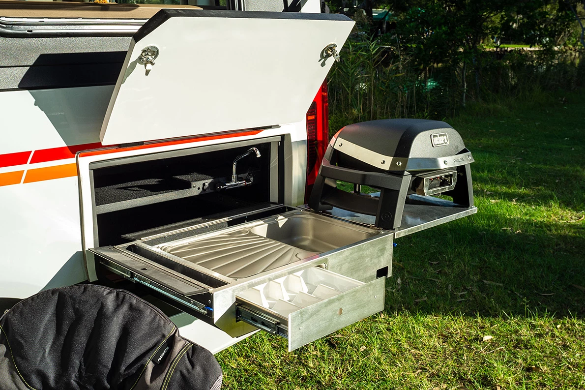 Outdoor galley with available Weber electric grill