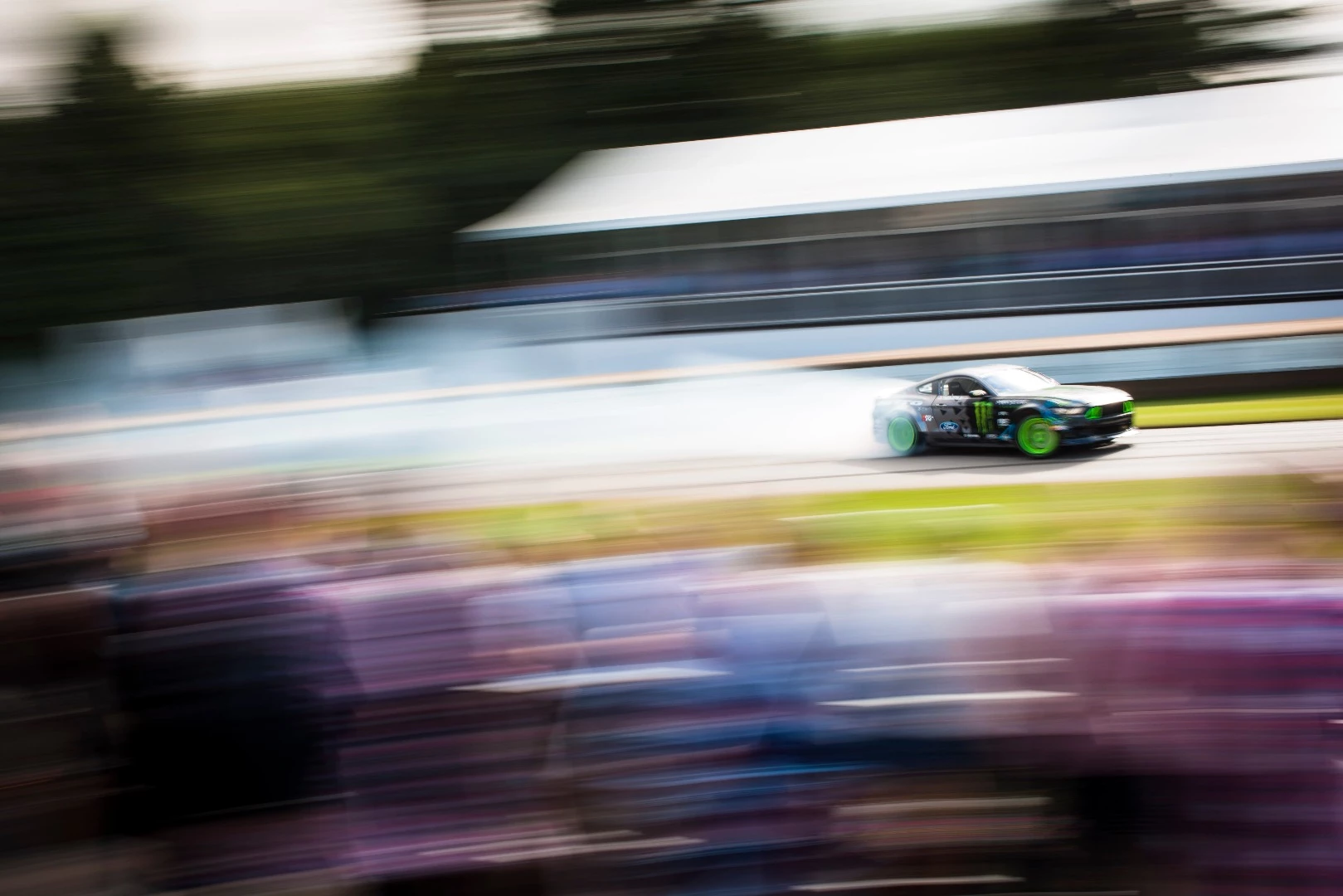 Vaughn Gittin Jr got his Mustang RTR properly sideways on the run up the hill