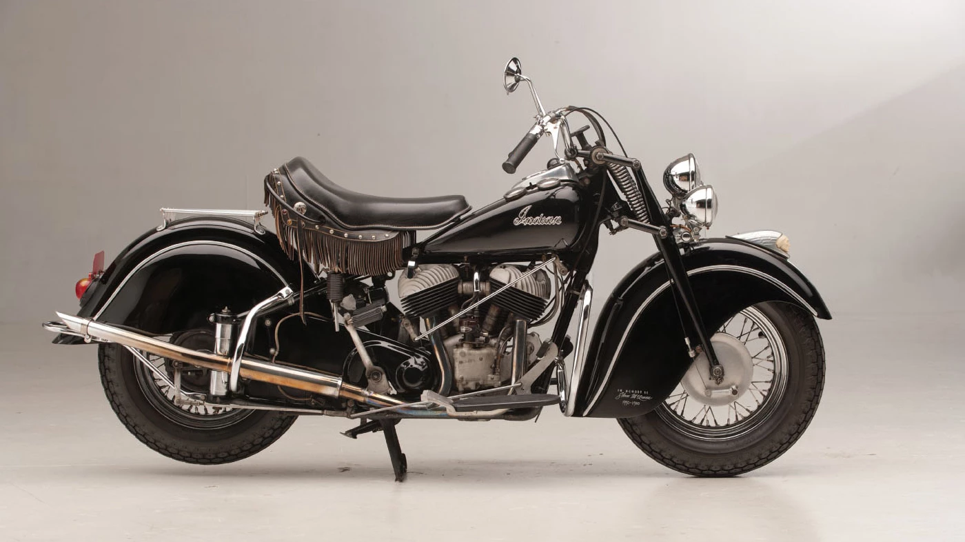 This 1946 Indian Chief was McQueen's first motorcycle. In the book McQueen's Machines: The Cars and Bikes of a Hollywood Icon by Matt Stone, McQueen biographer William Nolan conveys that in the fall of 1951, McQueen had saved enough money to buy a battered cycle with a sidecar (subsequently removed), which which he proudly tooled around Greenwich Village. "It was my first bike and I loved it," admitted Steve, "but I was going with a girl who ... just hated riding in the bumpy sidecar. She told me, 'Either the cycle goes or I go!' Well, there was no contest. She went." The bike sold for $146,750 via Auctions America in August, 2013. That's only five times regular value.