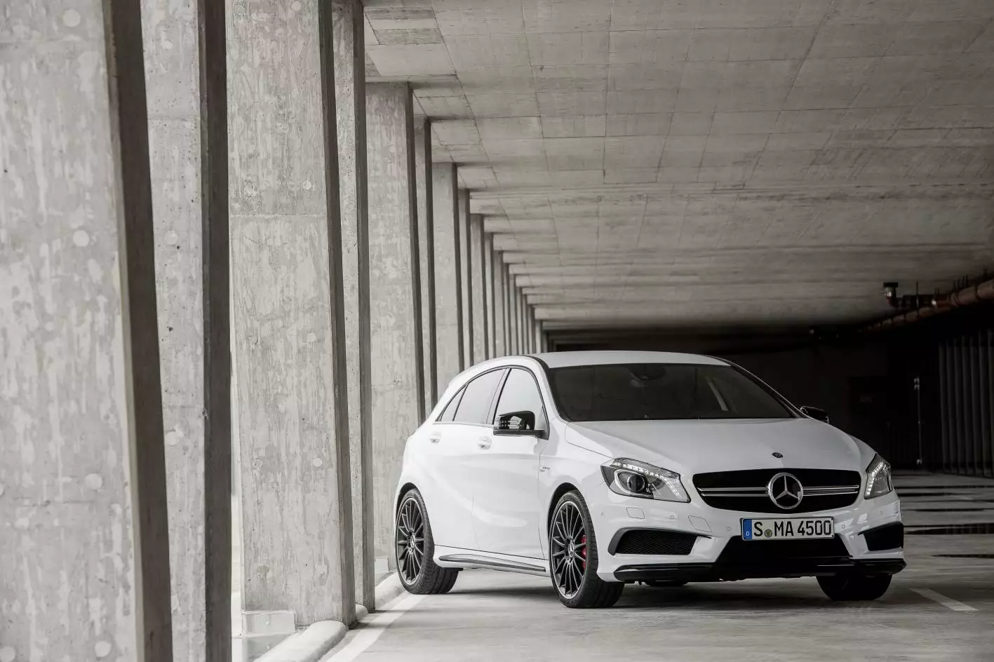 The A 45 AMG front angle view