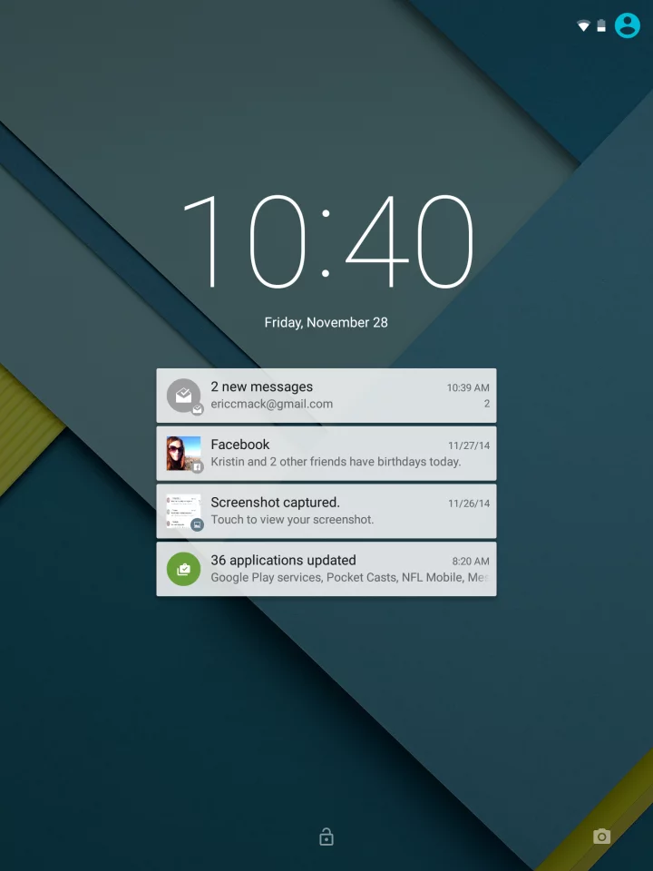 Full notifications on the lock screen