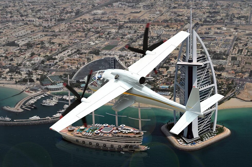 The Pegasus runs a large turboprop generator, powering two electric tilt-rotors on the wings