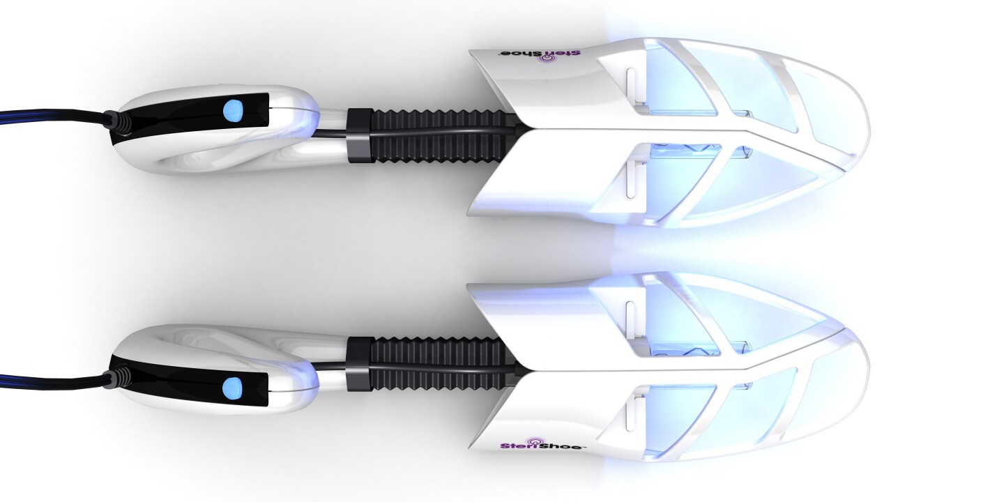 The SteriShoe Shoe Sanitizer uses UV light to kill microorganisms in shoes