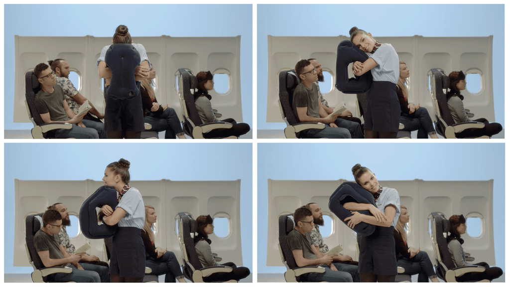 The Woollip is designed to allow the user to sleep with their face down, to the side or resting on their shoulder, or to be used back-to-front with their chin resting on its highest point