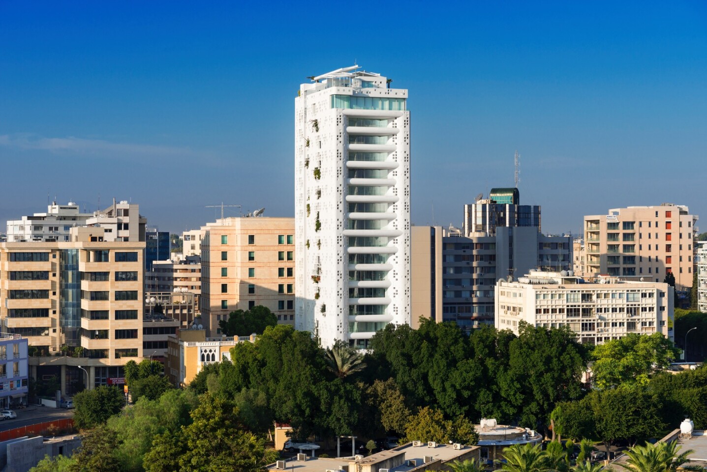 The White Walls, by Ateliers Jean Nouvel, is based in Nicosia, Cyprus, and won the Europe category. The mixed-use tower rises to a height of 69.6 m (228 ft)