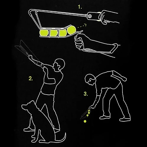 The Hyperdog 4-Ball Launcher can fire a tennis ball up to 200ft and has hands-free pick up for 'used' balls