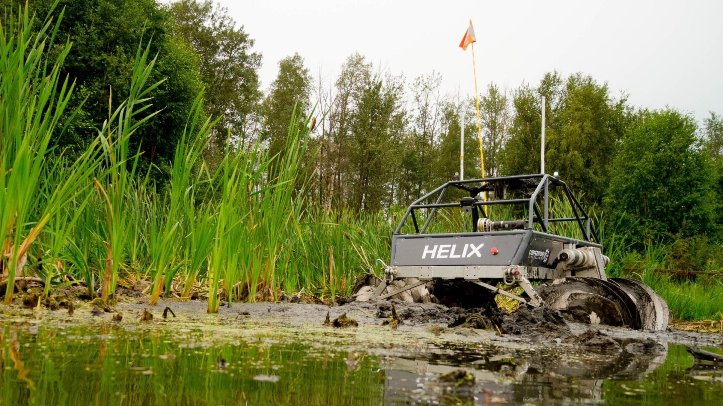 The Helix Neptune has a top speed of 9 mph (15 km/h) on land, and 4 knots on the water