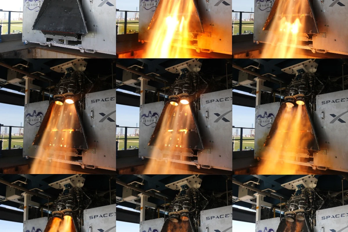 SpaceX's SuperDraco thrusters undergoing testing at the company's facility in Texas