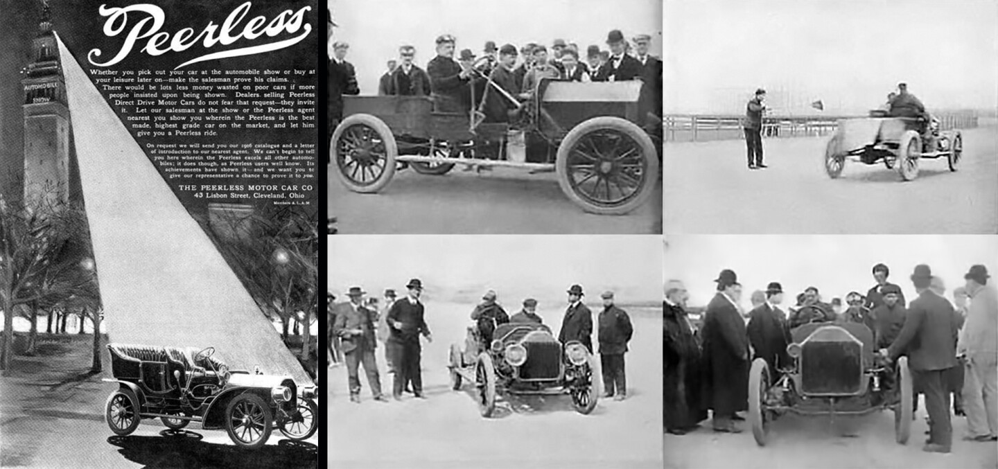 On 6 March, 1905 a Peerless driven by Charles Wridgway set a record for 1000 miles with a time of 25:50:01, at an average speed of 38.7 mph (62.3 km/h) on a one mile dirt oval at Brighton Beach in New York.
