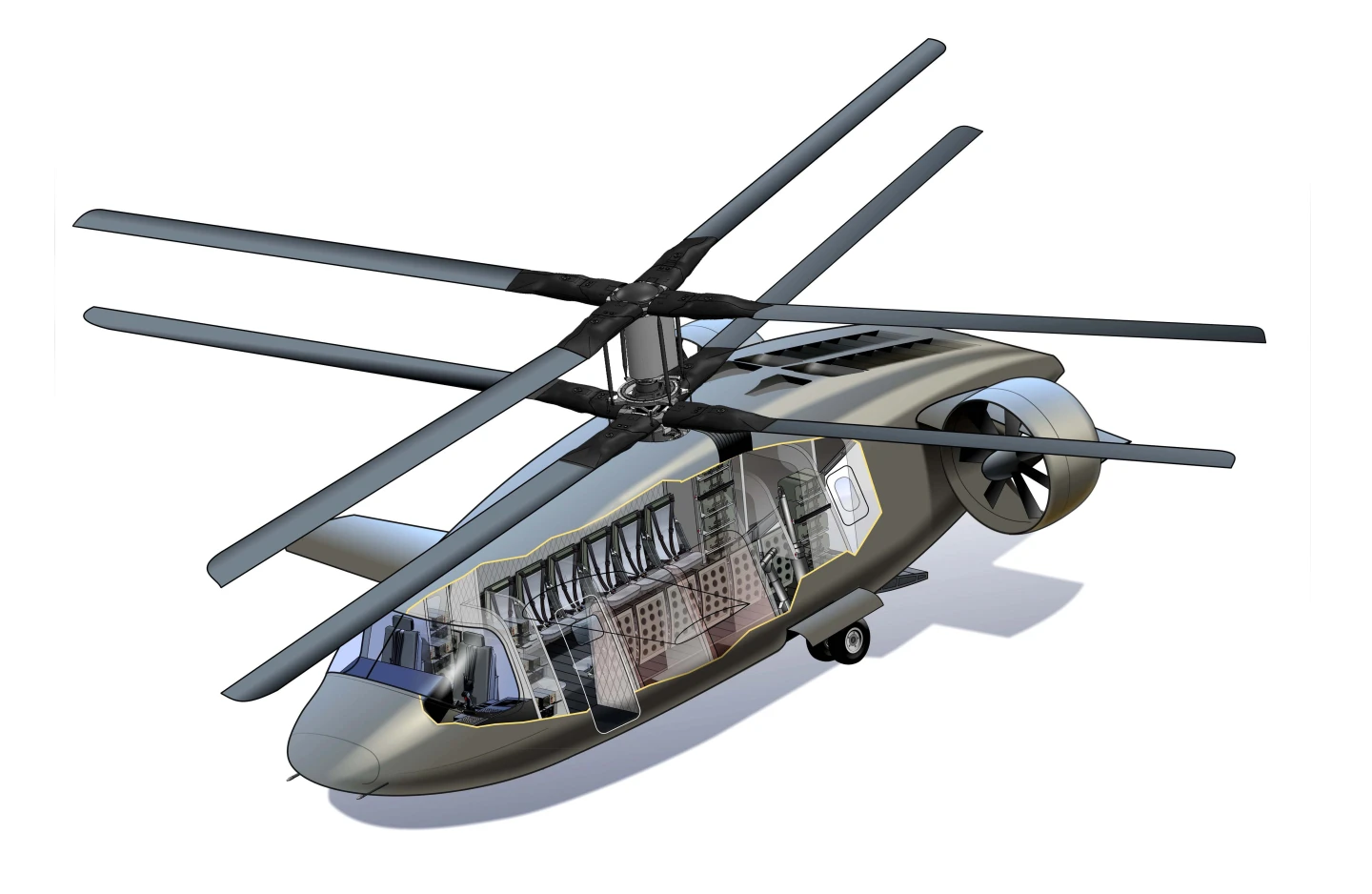 AVX JMR Utility Transport showing cutaway for troop seating.