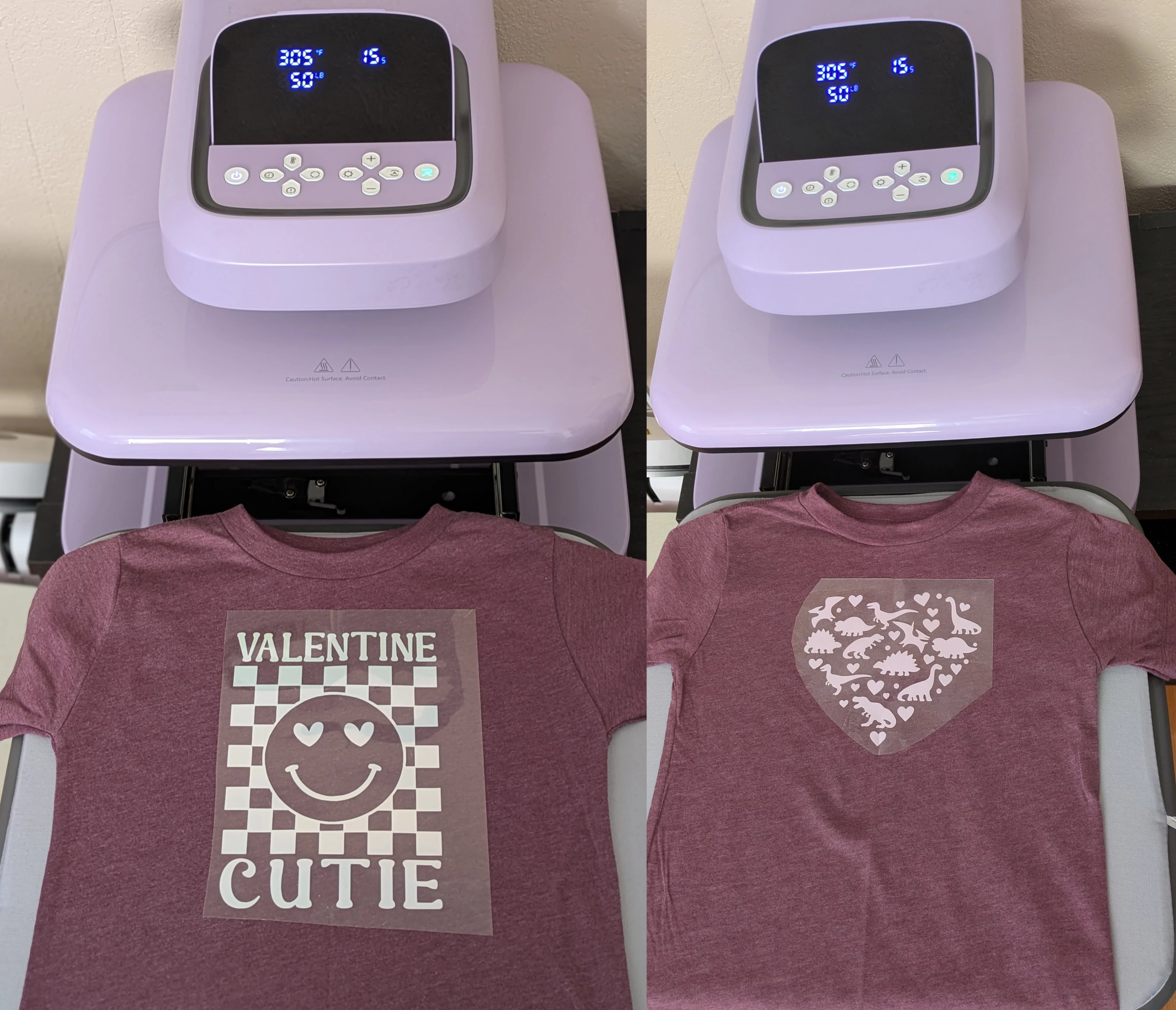 The Wife heat-pressed a couple Valentine's Day themed shirts for out kiddos with heat transfer vinyl (HTV) that turned out way better than my card