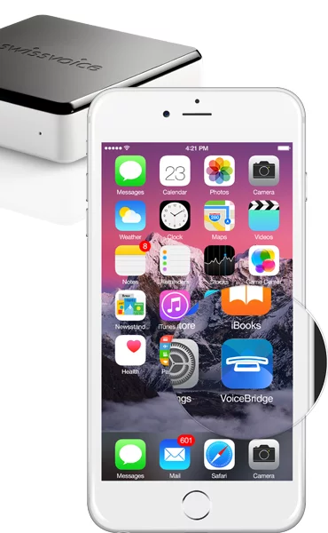 The Swissvoice Voice Bridge companion app is available now for iOS and soon for Android