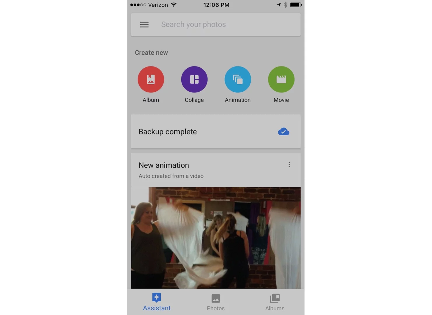 Assistant view, Google Photos for iOS
