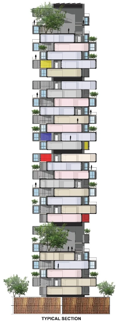 The apartments would be arranged around a central core housing the stairs and elevators