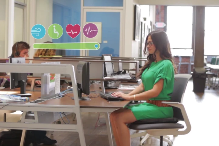 The Darma smart cushion is embedded with fiber optic sensors to track a person's posture throughout the day