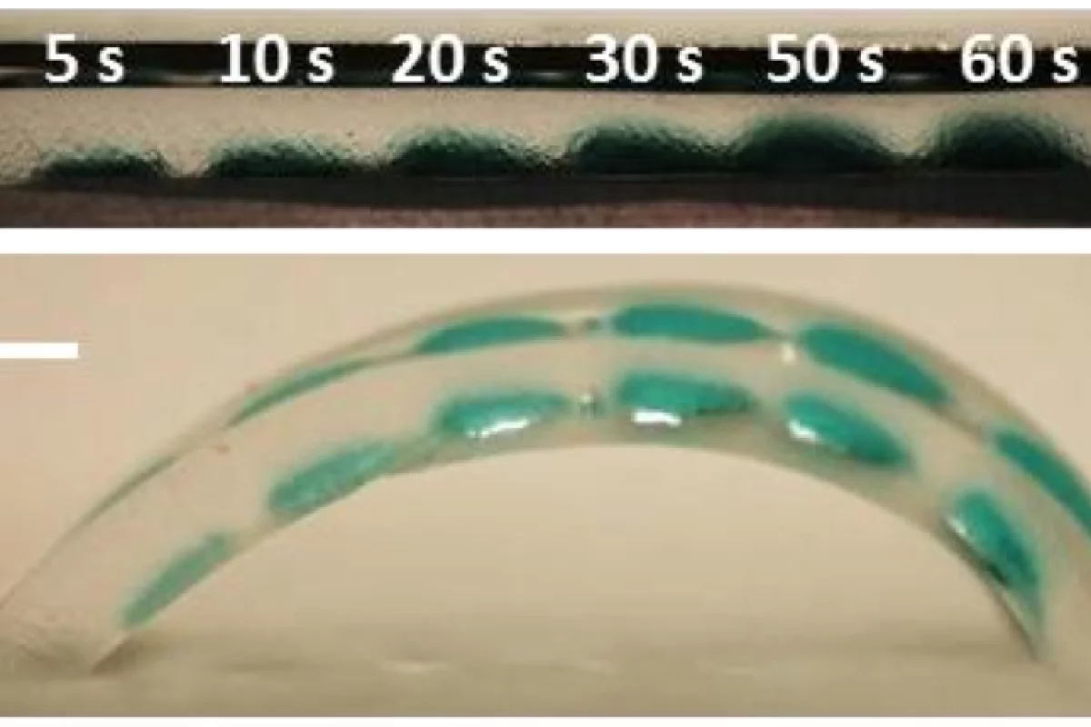 Copper ions injected into the hydrogel allow the degree of gel curvature to be dynamically controlled by an electrical current