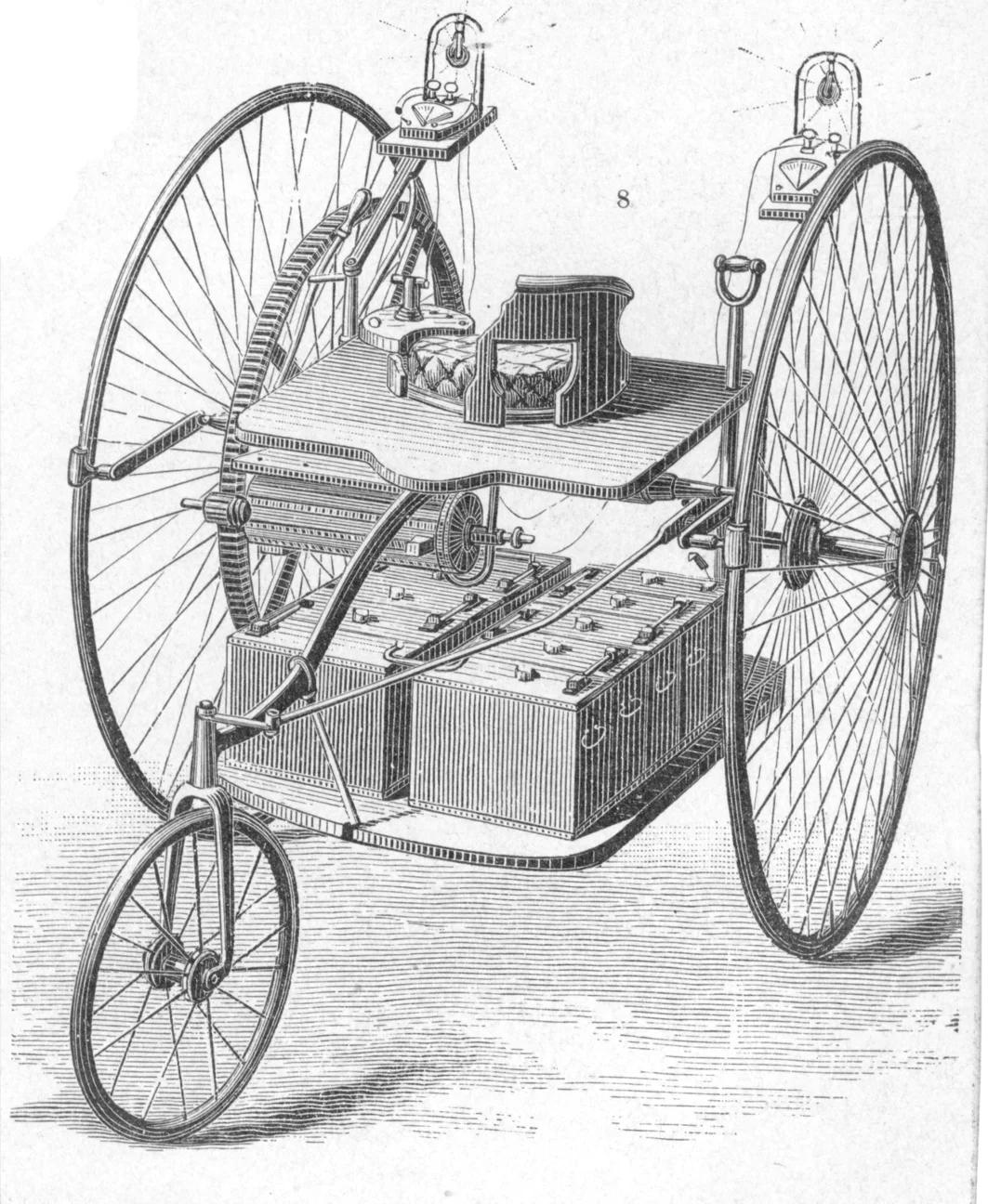 One of only two existing original drawings dating back to 1881 showing the design of the Ayrton and Perry electric vehicle